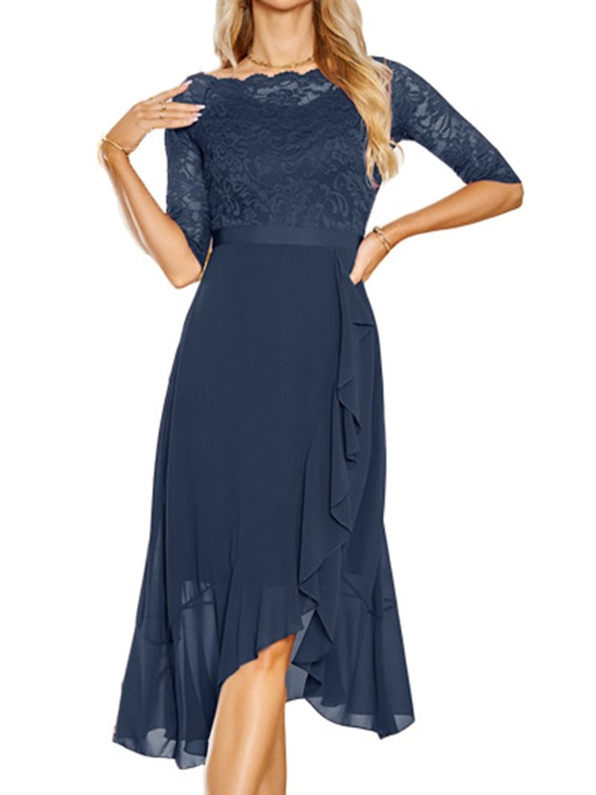 Party Crew Neck Lace Lace Wedding Dress
