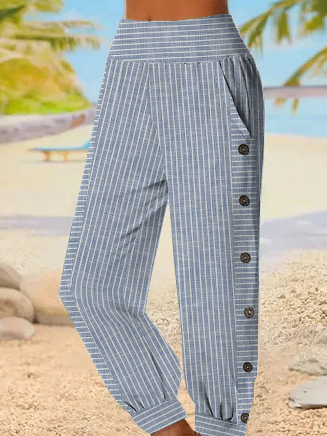Buckle Loose Casual Pants