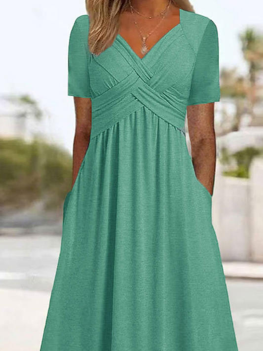 Plain Sweetheart Neckline Regular Fit Casual Dress