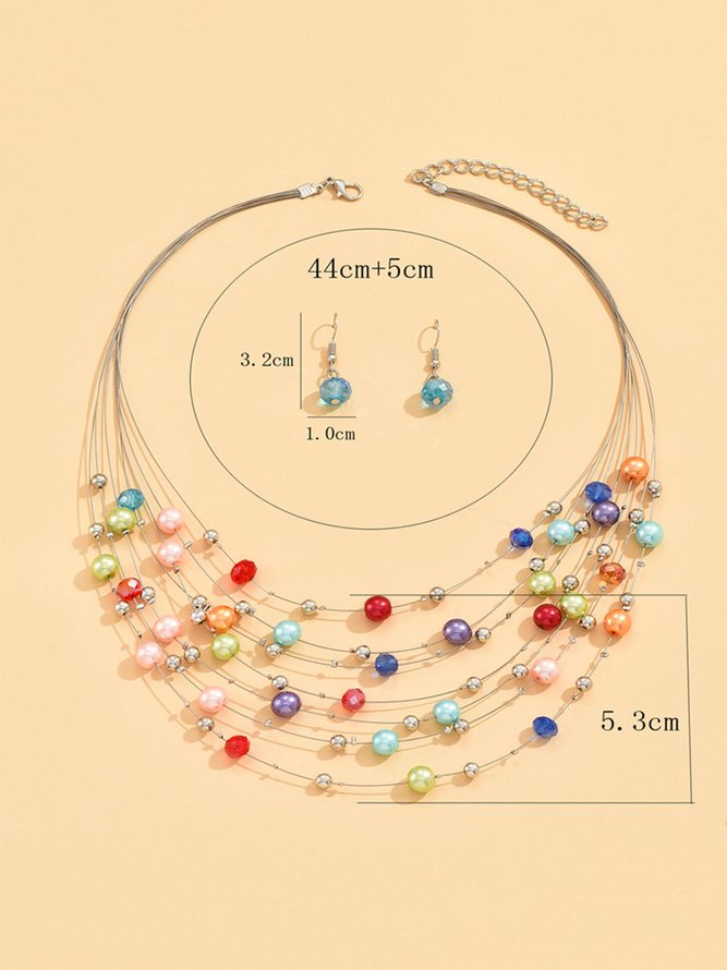 Crystal Earrings Imitation Pearl Turquoise Layer Sets