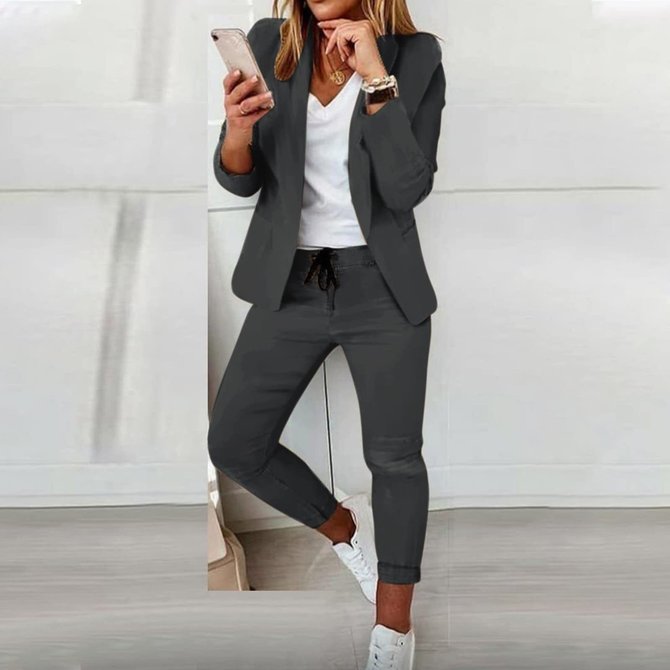 Casual Shawl Collar Regular Fit Two-Piece Set