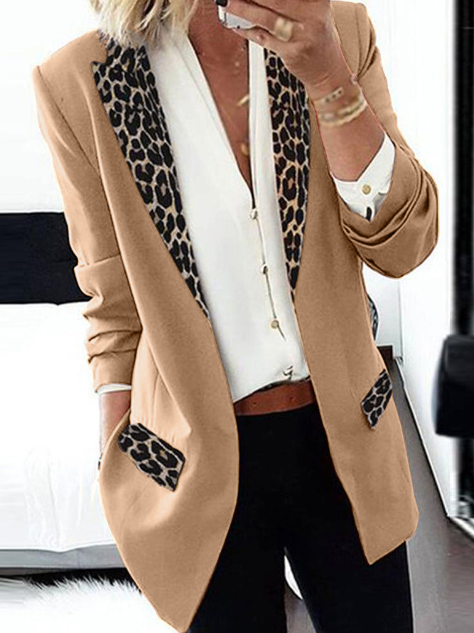 Casual Leopard Long Sleeve Blazer
