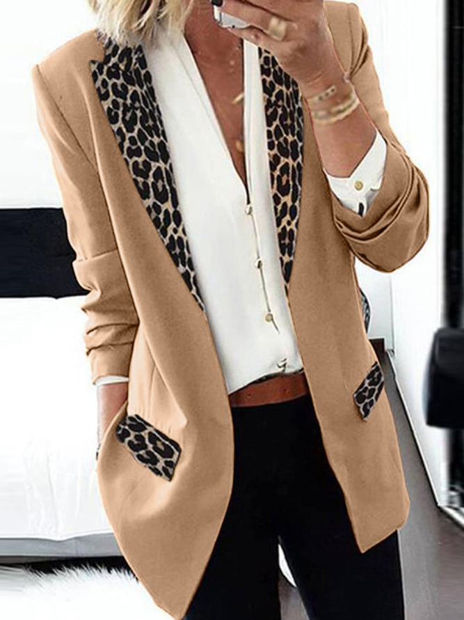 Casual Leopard Long Sleeve Blazer | justfashionnow