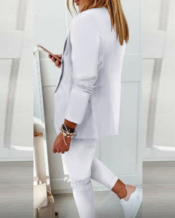 Casual Shawl Collar Regular Fit Two-Piece Set
