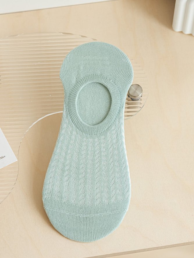 1pair Casual Breathable Hollow Out Plain Ankle Socks