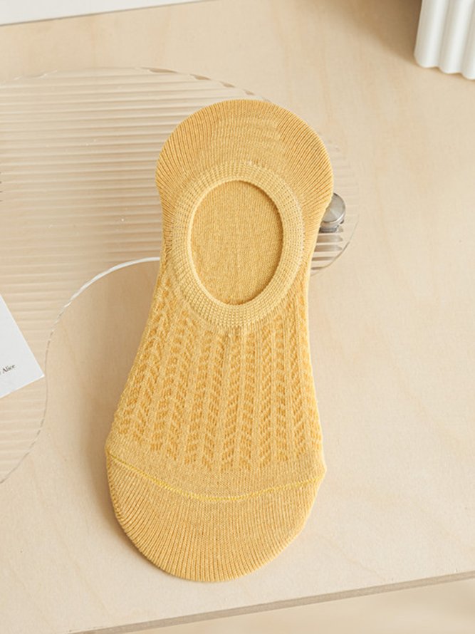 1pair Casual Breathable Hollow Out Plain Ankle Socks