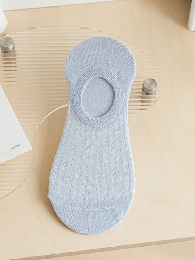 1pair Casual Breathable Hollow Out Plain Ankle Socks