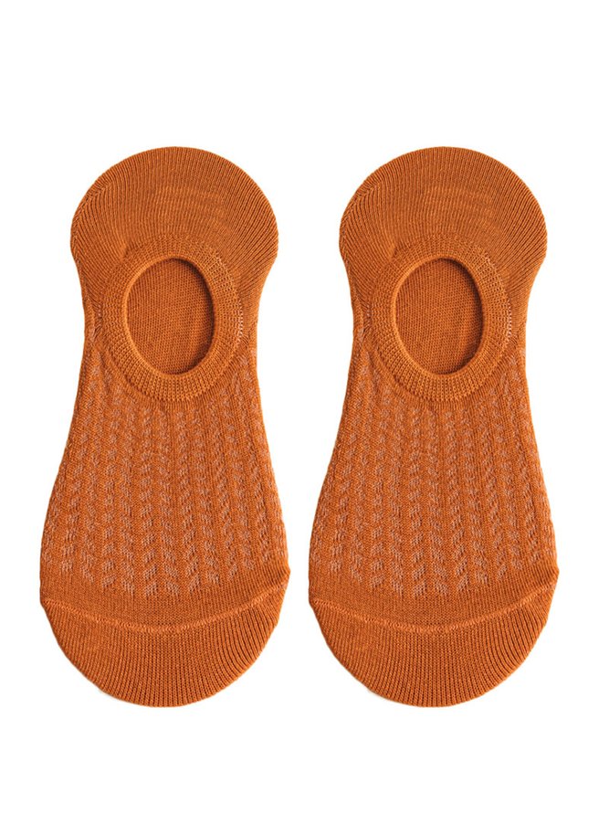 1pair Casual Breathable Hollow Out Plain Ankle Socks