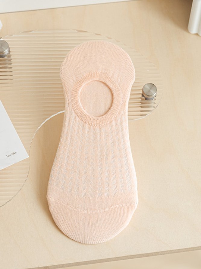 1pair Casual Breathable Hollow Out Plain Ankle Socks