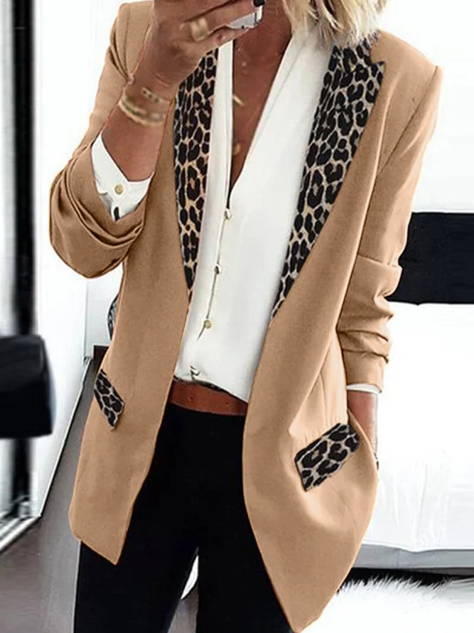 Casual Leopard Long Sleeve Blazer