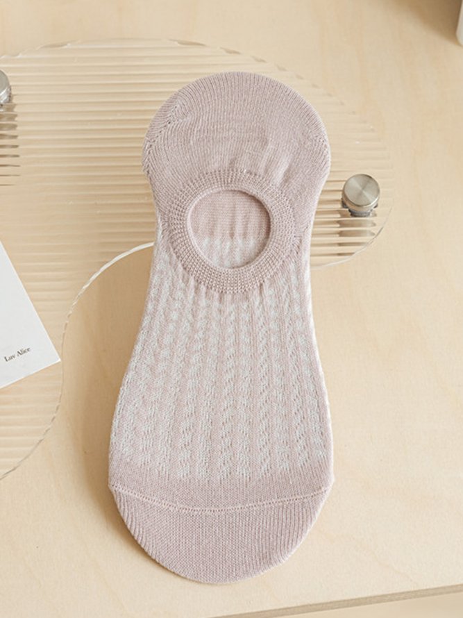 1pair Casual Breathable Hollow Out Plain Ankle Socks
