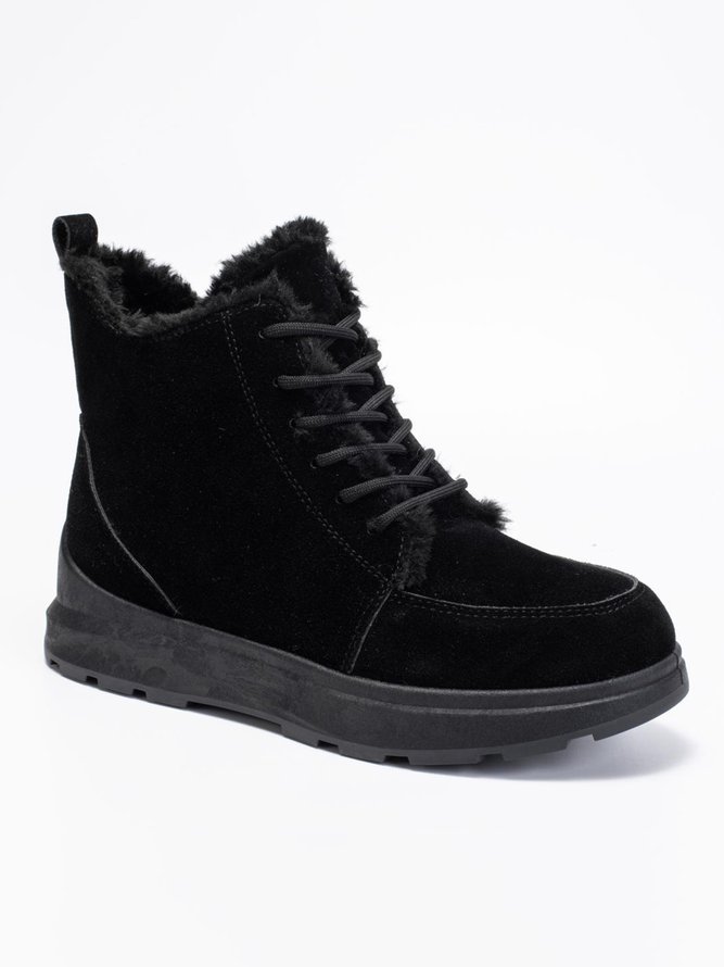 Casual Lace-Up Warm Furry Lined Cotton-Padded Boots