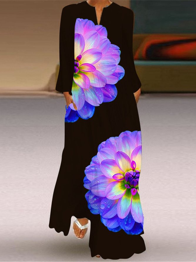 Casual Animal V neck Dress With No