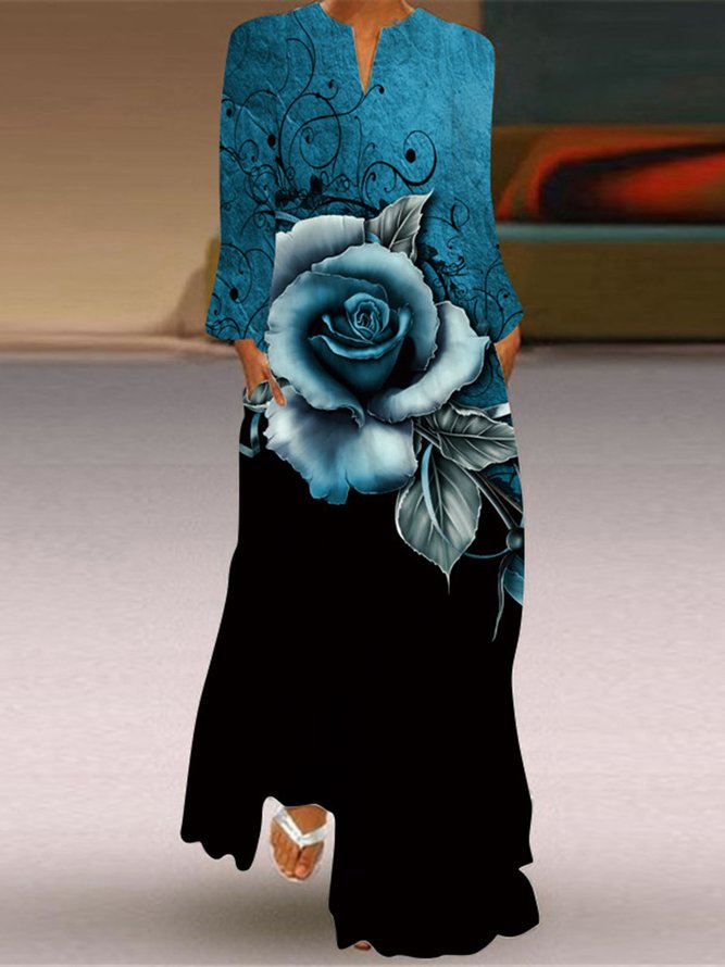 Casual Animal V neck Dress With No