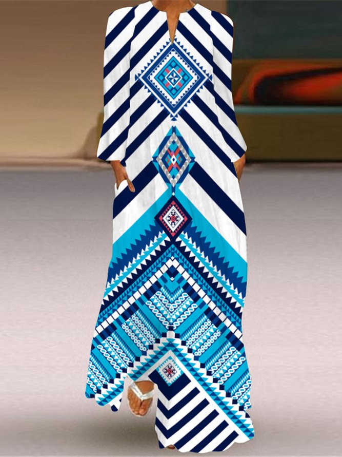 Casual Animal V neck Dress With No