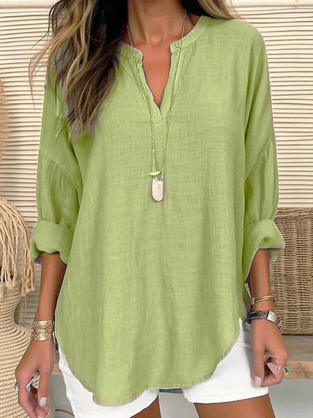 V Neck Casual Loose Shirt