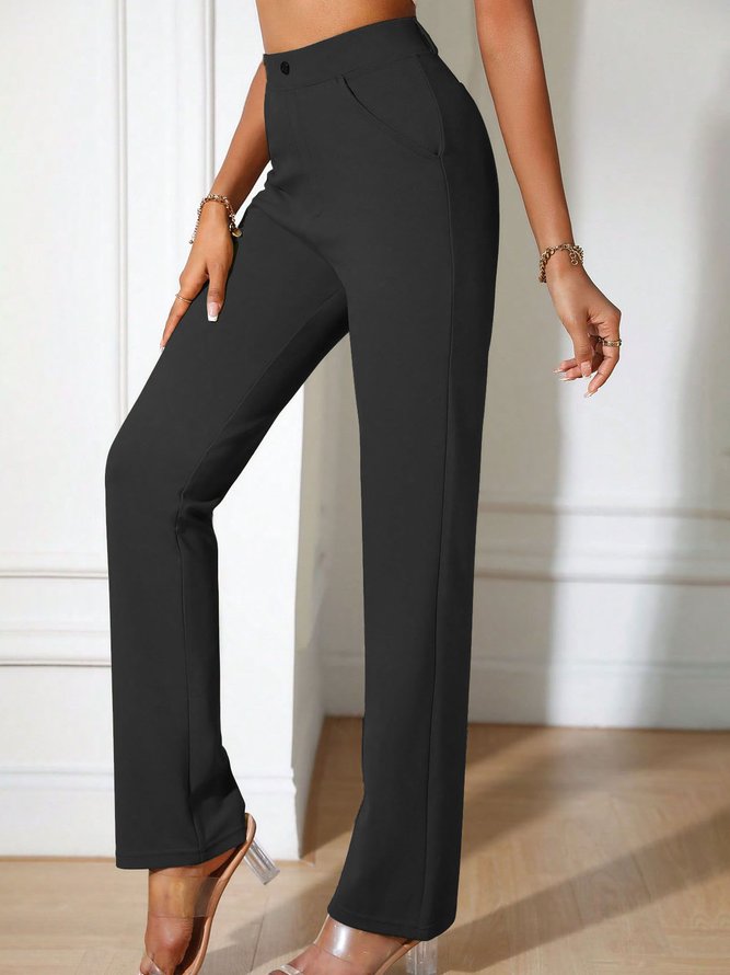 High Elastic Casual Plain Regular Fit Pants