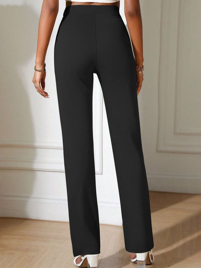 High Elastic Casual Plain Regular Fit Pants