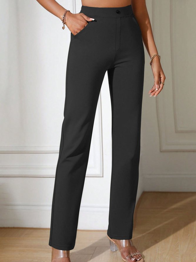 High Elastic Casual Plain Regular Fit Pants