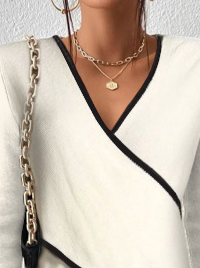 Plain Casual Loose V Neck Shirt