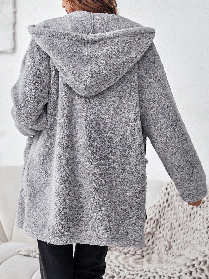 Casual Fluff/Granular Fleece Fabric Loose Teddy Jacket