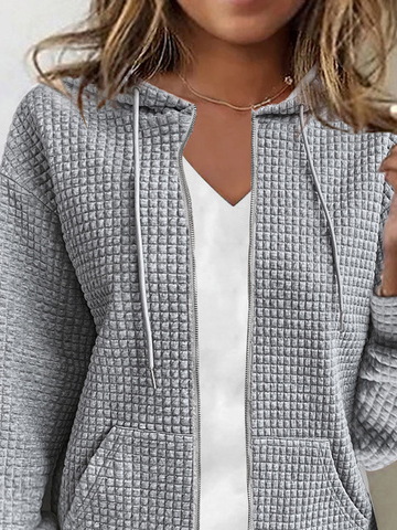Loose Plain Hoodie Casual Jacket