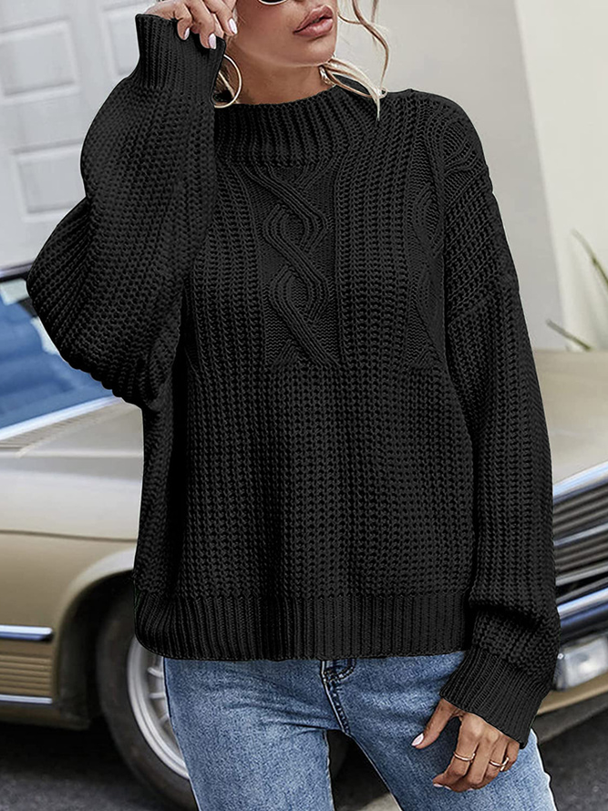Casual Plain Wool/Knitting Sweater