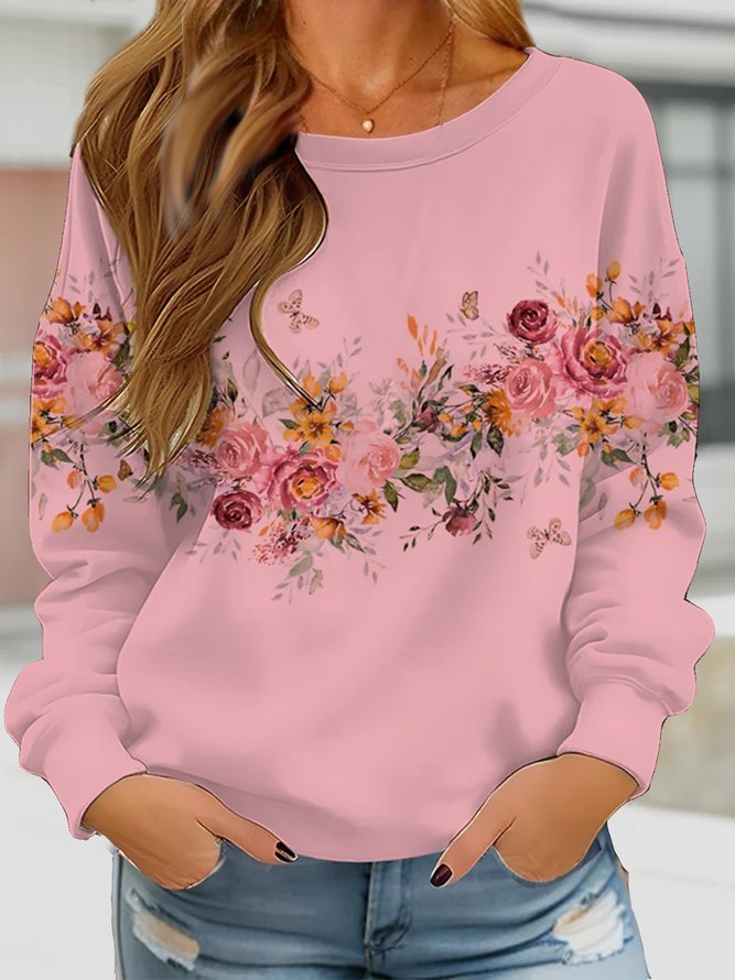 Casual Floral Sweatshirt