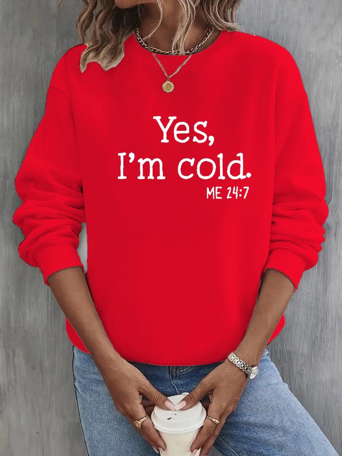 Crew Neck Casual Text Letters Loose Sweatshirt