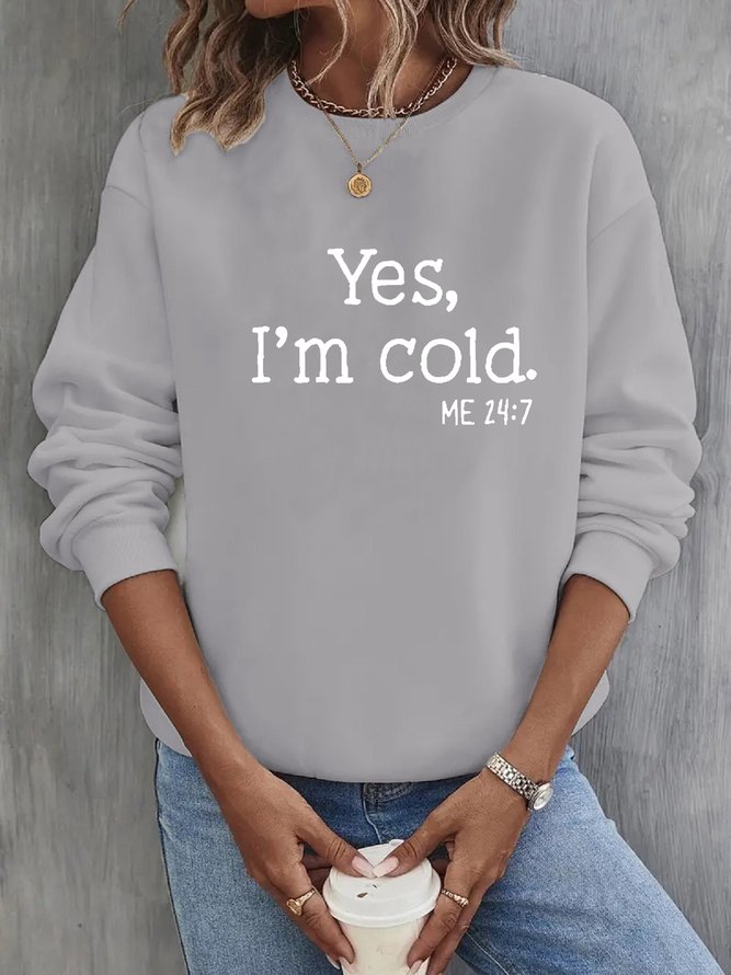 Crew Neck Casual Text Letters Loose Sweatshirt