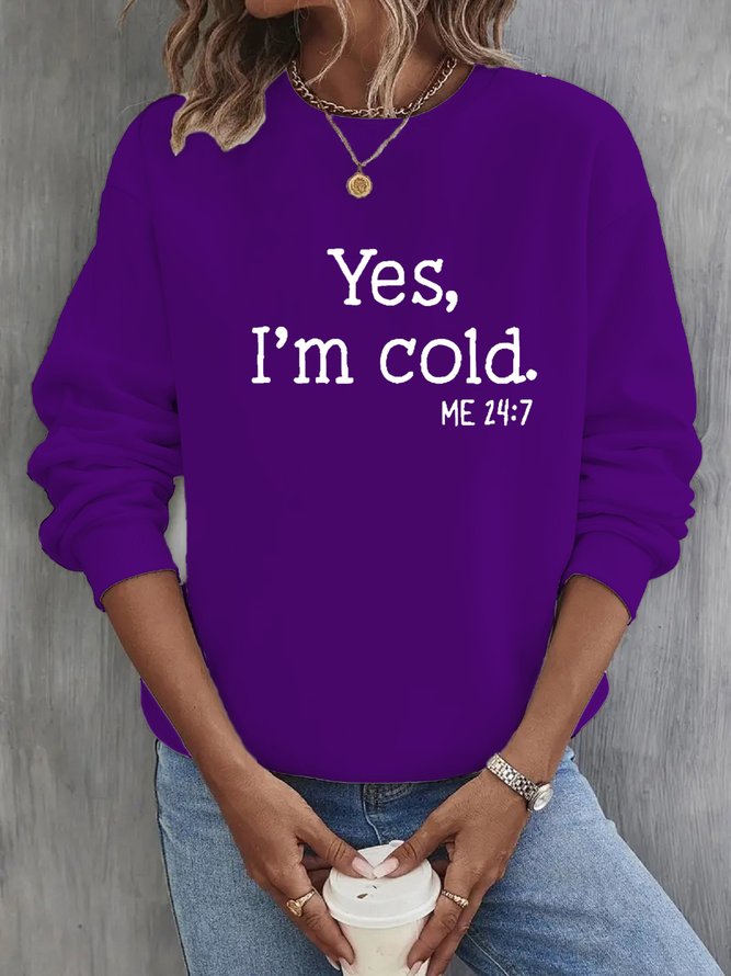 Crew Neck Casual Text Letters Loose Sweatshirt