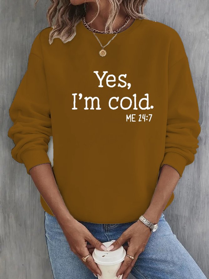 Crew Neck Casual Text Letters Loose Sweatshirt