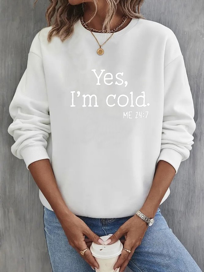 Crew Neck Casual Text Letters Loose Sweatshirt