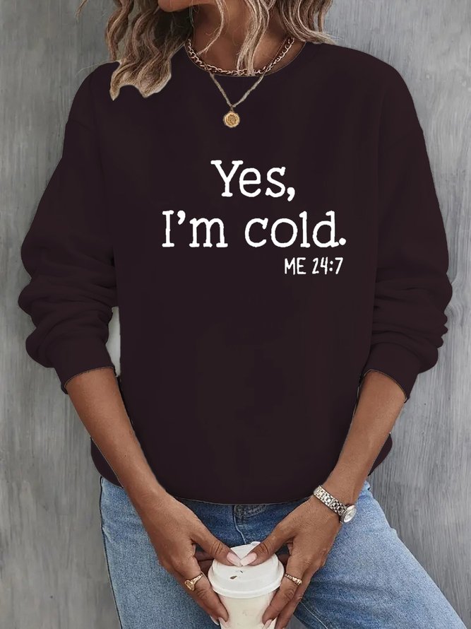 Crew Neck Casual Text Letters Loose Sweatshirt