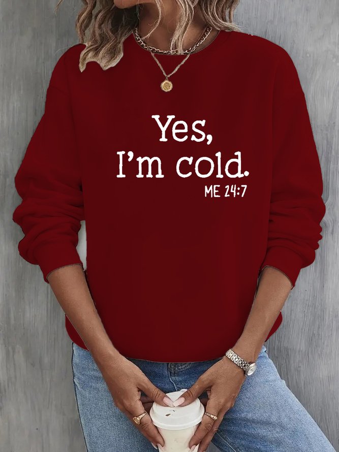Crew Neck Casual Text Letters Loose Sweatshirt