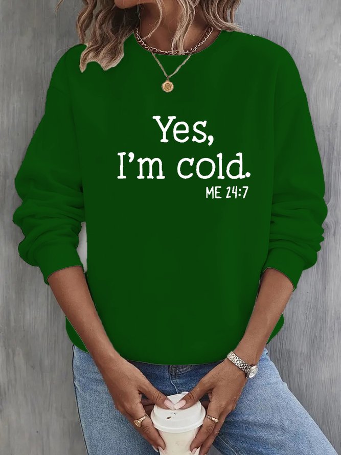 Crew Neck Casual Text Letters Loose Sweatshirt