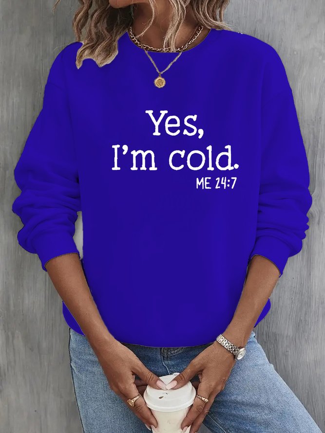 Crew Neck Casual Text Letters Loose Sweatshirt