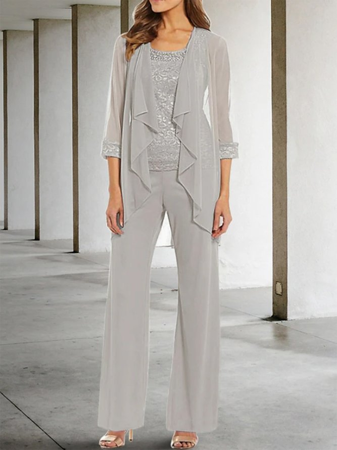 Lace Elegant Plain Matching Outfit