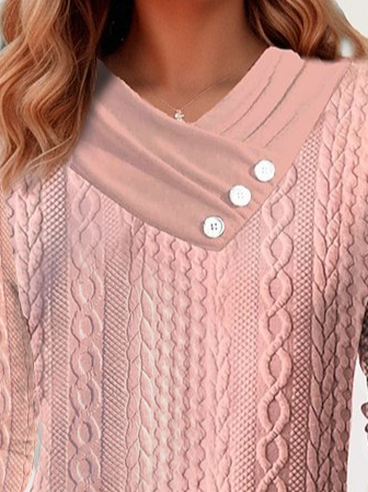 Casual Knitted Buckle Plain Shirt