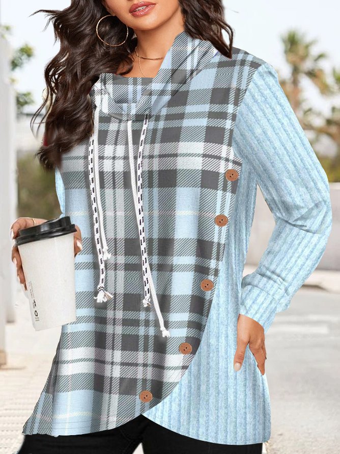 Loose Plaid Casual Sweatshirt