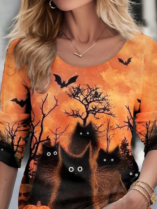 Halloween Black Cat Funny T-Shirt