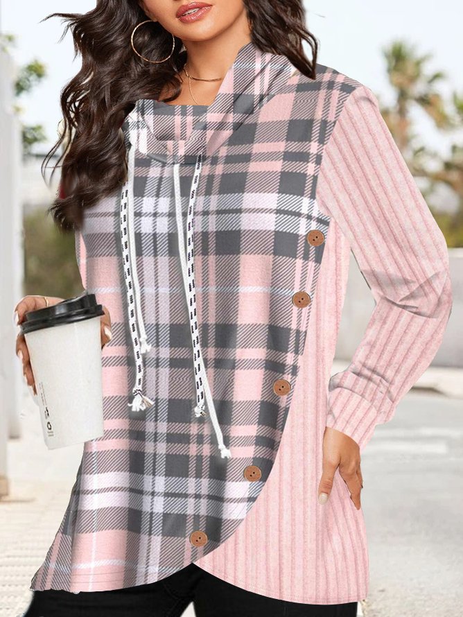 Loose Plaid Casual Sweatshirt