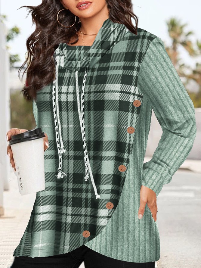 Loose Plaid Casual Sweatshirt