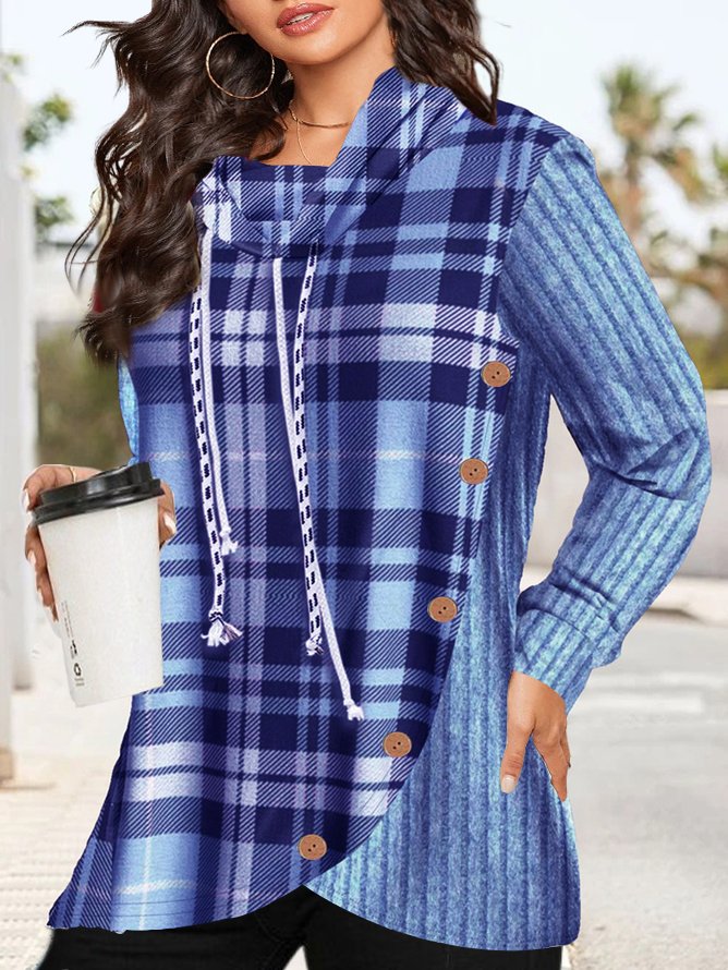 Loose Plaid Casual Sweatshirt