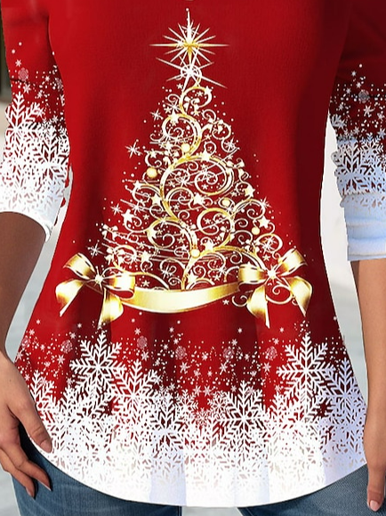 Casual Christmas V Neck Loose T-Shirt