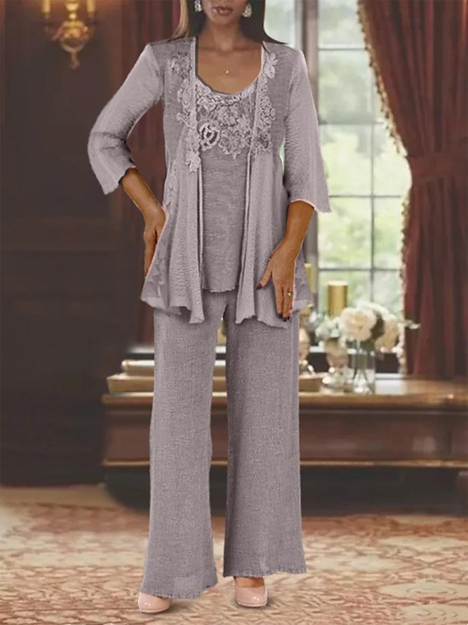Elegant Plain Lace Matching Outfit