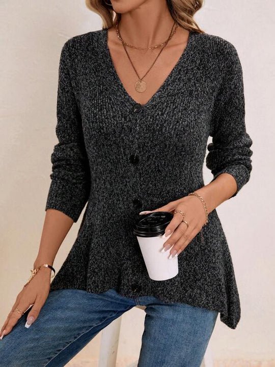 Casual Plain Loose V Neck Cardigan