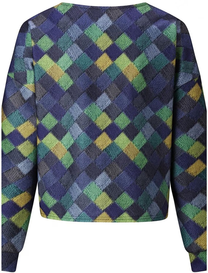 Color Block V Neck Buttoned Casual Cardigan