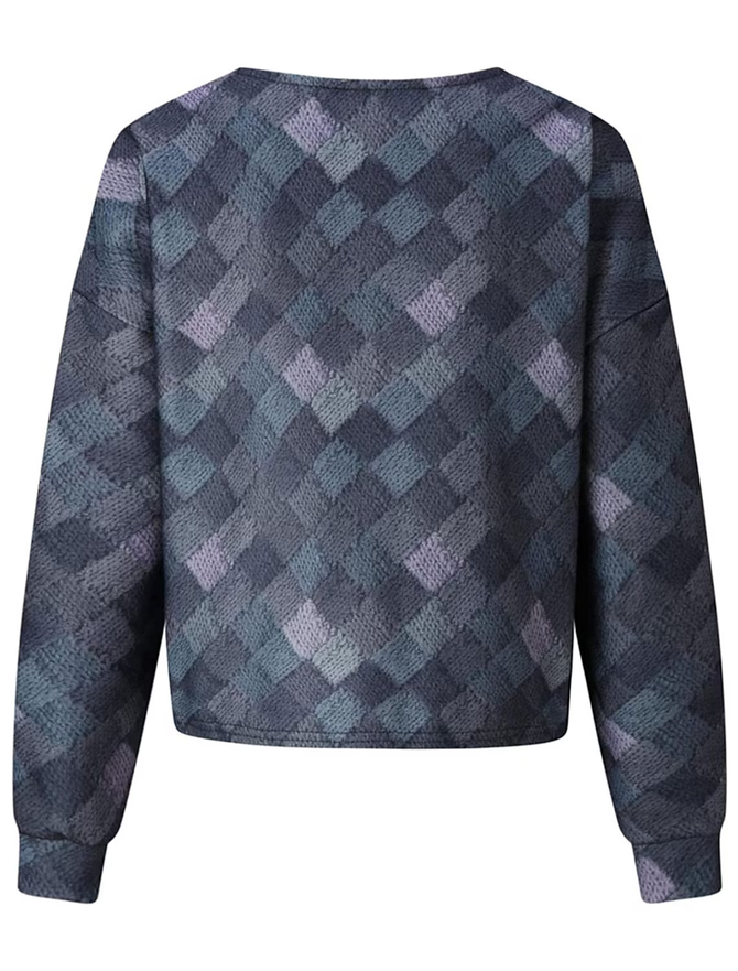 Color Block V Neck Buttoned Casual Cardigan