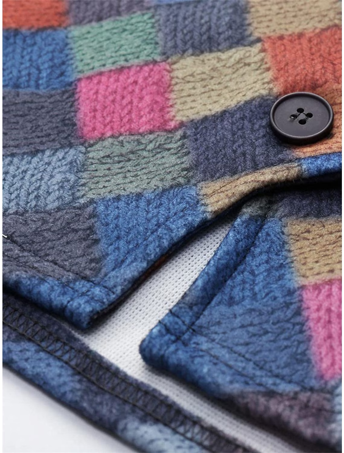 Color Block V Neck Buttoned Casual Cardigan
